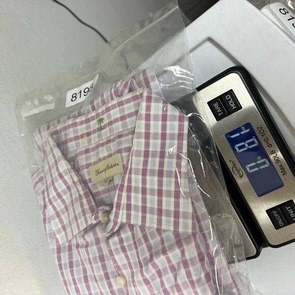 Tommy Bahama Shirt Men 16.5 Pink‎ Plaid Long Sleeve Button Down Large L - Picture 10 of 10